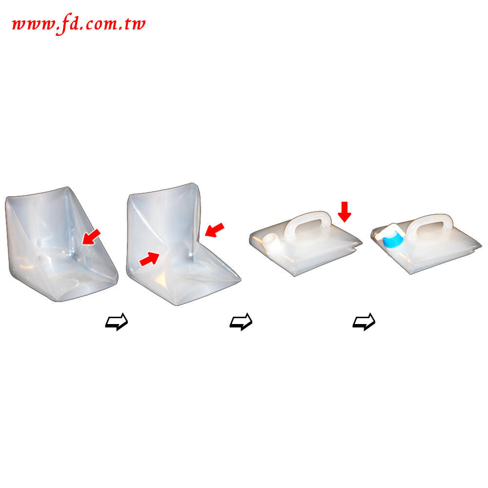 folding process of a 2.5-gallon (10-liter) collapsible water container
